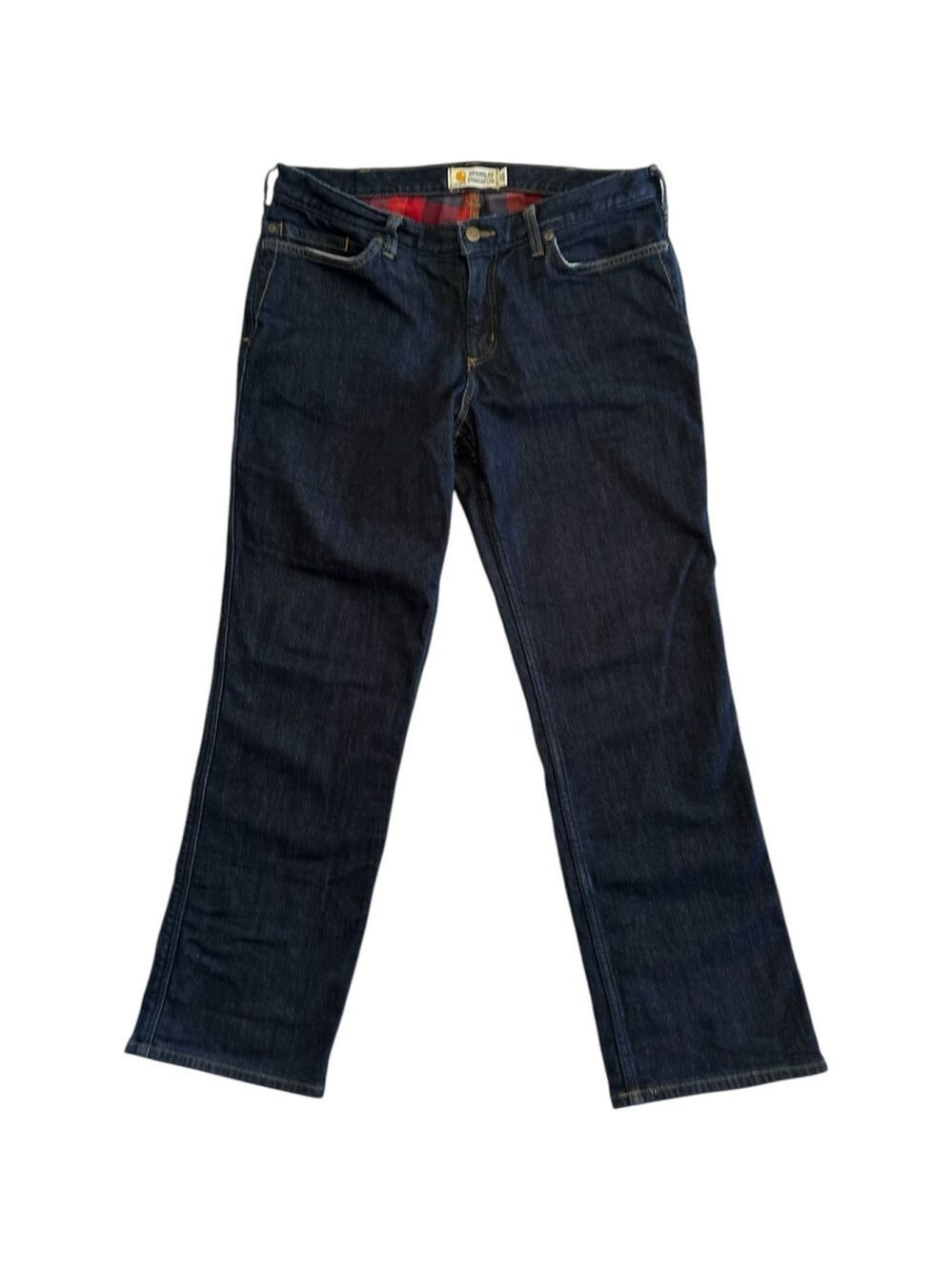 Carhartt InsulatedJeans Original Fit Straight Leg WARM Womens 14 SHORT Blue